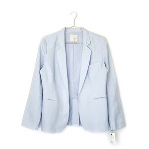 JOIE blue mehira open front linen blazer jacket 10